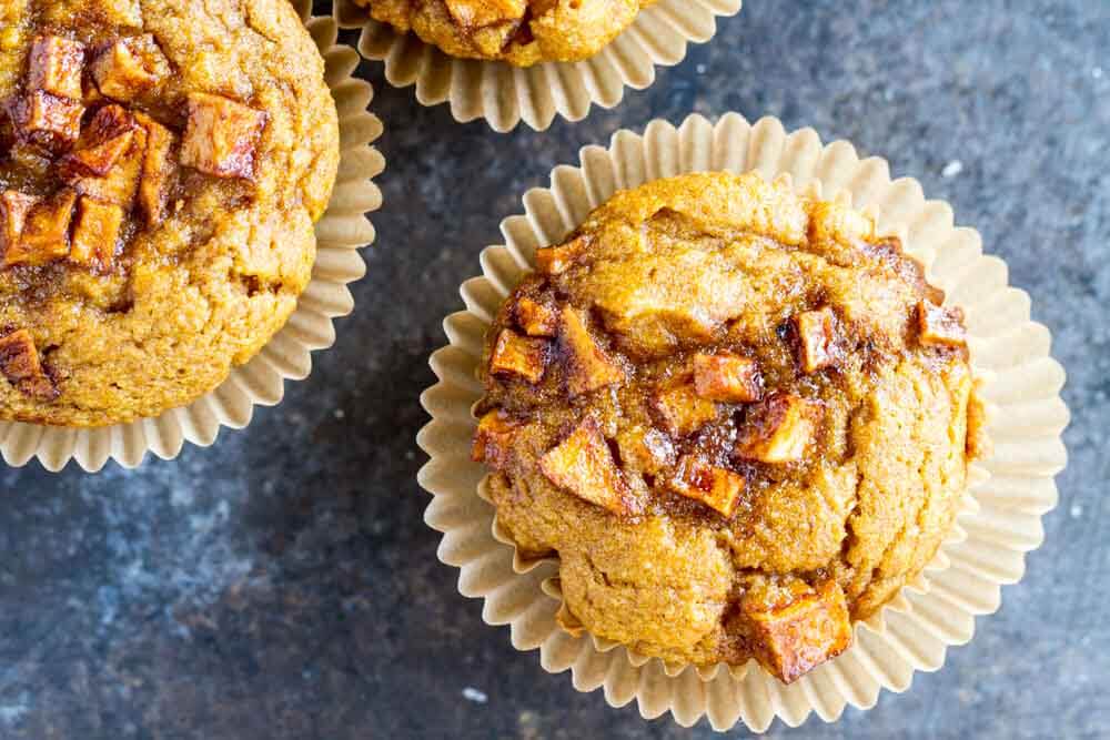 close up of apple pumpkin muffine