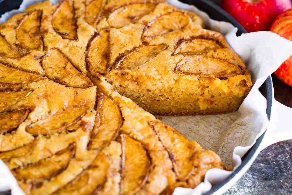 close up of apple cardamom cake